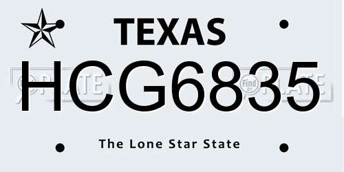 HCG6835 Texas License Plate