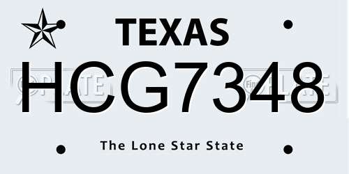 HCG7348 Texas License Plate