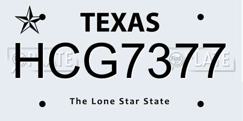 HCG7377 Texas License Plate