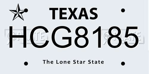 HCG8185 Texas License Plate
