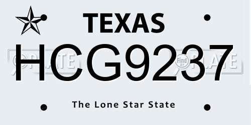 HCG9237 Texas License Plate