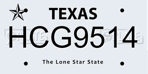 HCG9514 Texas License Plate