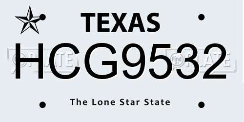 HCG9532 Texas License Plate