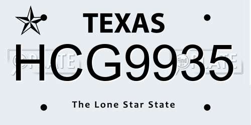 HCG9935 Texas License Plate
