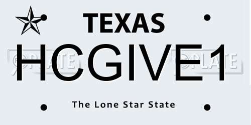 HCGIVE1 Texas License Plate
