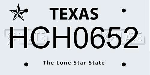HCH0652 Texas License Plate