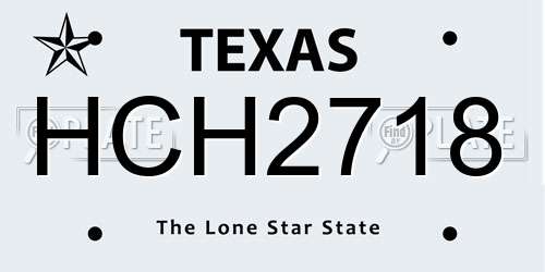 HCH2718 Texas License Plate