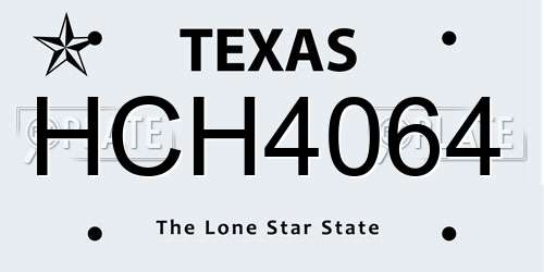 HCH4064 Texas License Plate