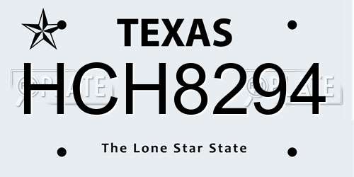 HCH8294 Texas License Plate