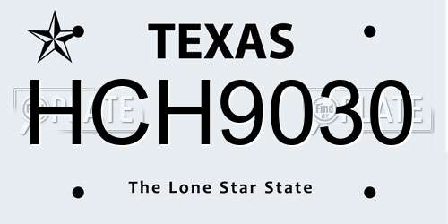 HCH9030 Texas License Plate