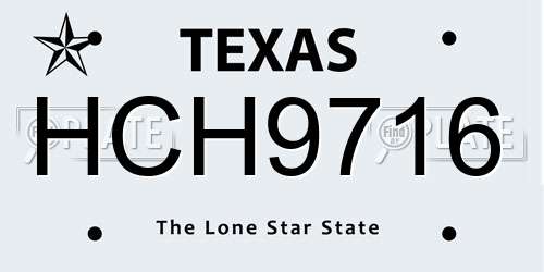 HCH9716 Texas License Plate