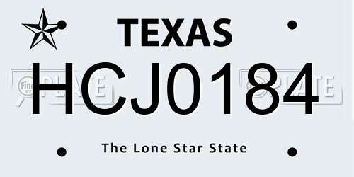HCJ0184 Texas License Plate
