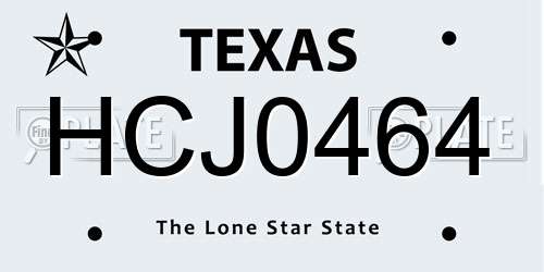 HCJ0464 Texas License Plate