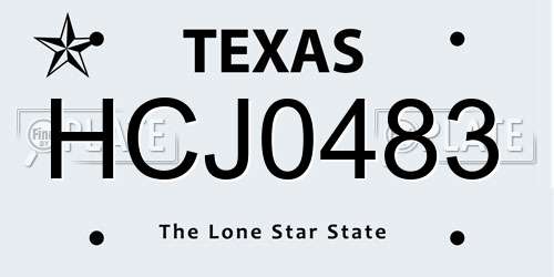 HCJ0483 Texas License Plate