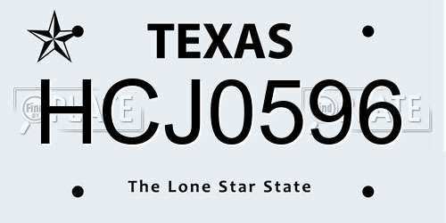 HCJ0596 Texas License Plate