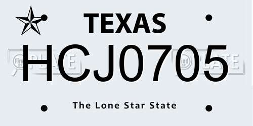 HCJ0705 Texas License Plate