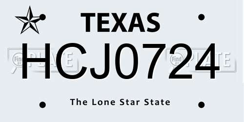 HCJ0724 Texas License Plate