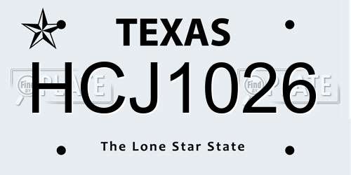 HCJ1026 Texas License Plate