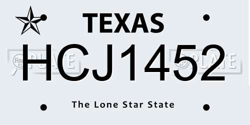 HCJ1452 Texas License Plate