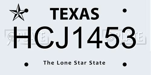 HCJ1453 Texas License Plate