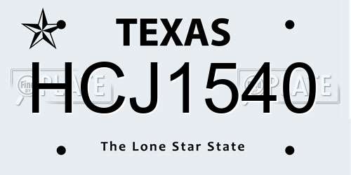 HCJ1540 Texas License Plate