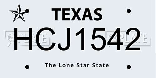 HCJ1542 Texas License Plate