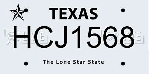 HCJ1568 Texas License Plate