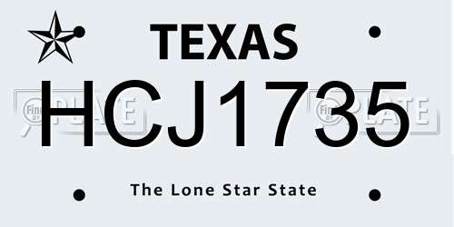 HCJ1735 Texas License Plate