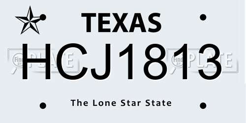 HCJ1813 Texas License Plate