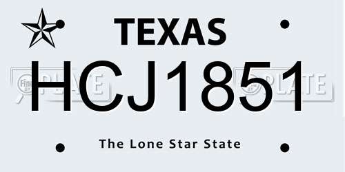 HCJ1851 Texas License Plate