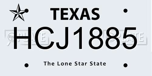 HCJ1885 Texas License Plate