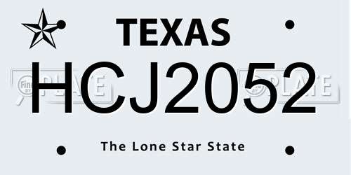 HCJ2052 Texas License Plate