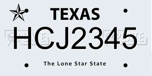 HCJ2345 Texas License Plate