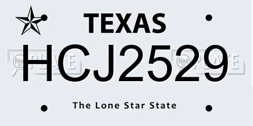 HCJ2529 Texas License Plate