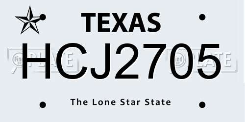 HCJ2705 Texas License Plate