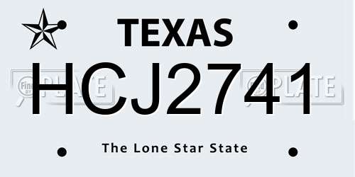 HCJ2741 Texas License Plate