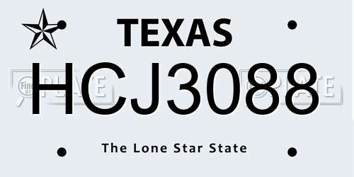 HCJ3088 Texas License Plate