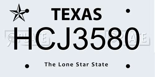HCJ3580 Texas License Plate