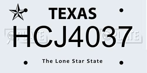 HCJ4037 Texas License Plate