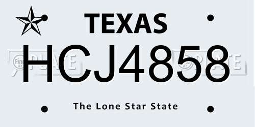 HCJ4858 Texas License Plate