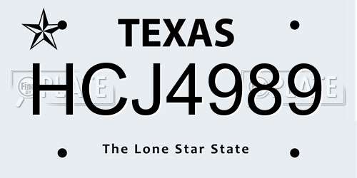 HCJ4989 Texas License Plate