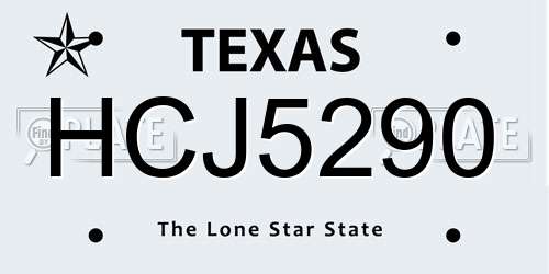 HCJ5290 Texas License Plate