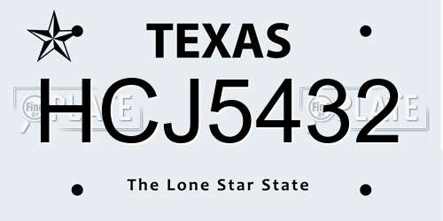 HCJ5432 Texas License Plate