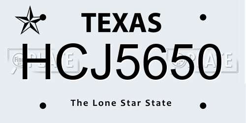 HCJ5650 Texas License Plate