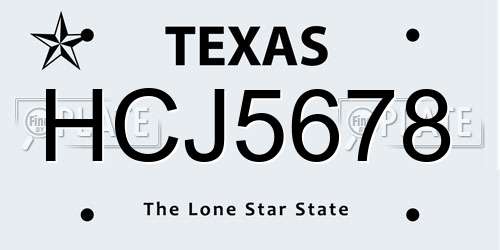 HCJ5678 Texas License Plate