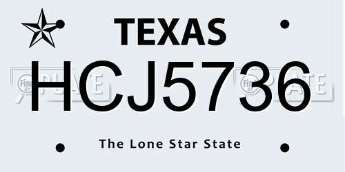 HCJ5736 Texas License Plate