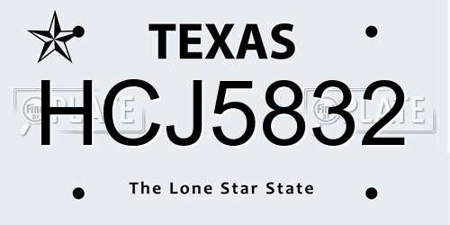 HCJ5832 Texas License Plate
