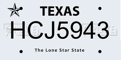 HCJ5943 Texas License Plate
