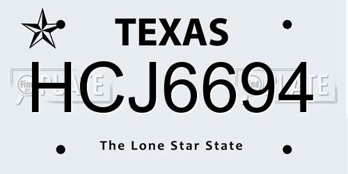 HCJ6694 Texas License Plate