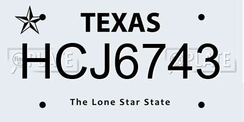 HCJ6743 Texas License Plate